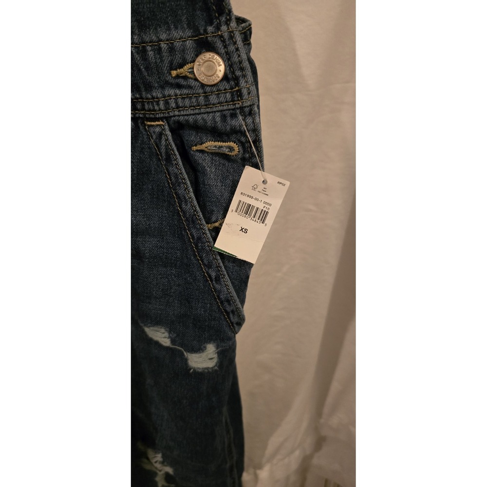 Gap Bib Overalls‎ Womens Size XS Blue Denim Straight Leg Cotton Distressed - Picture 3 of 6